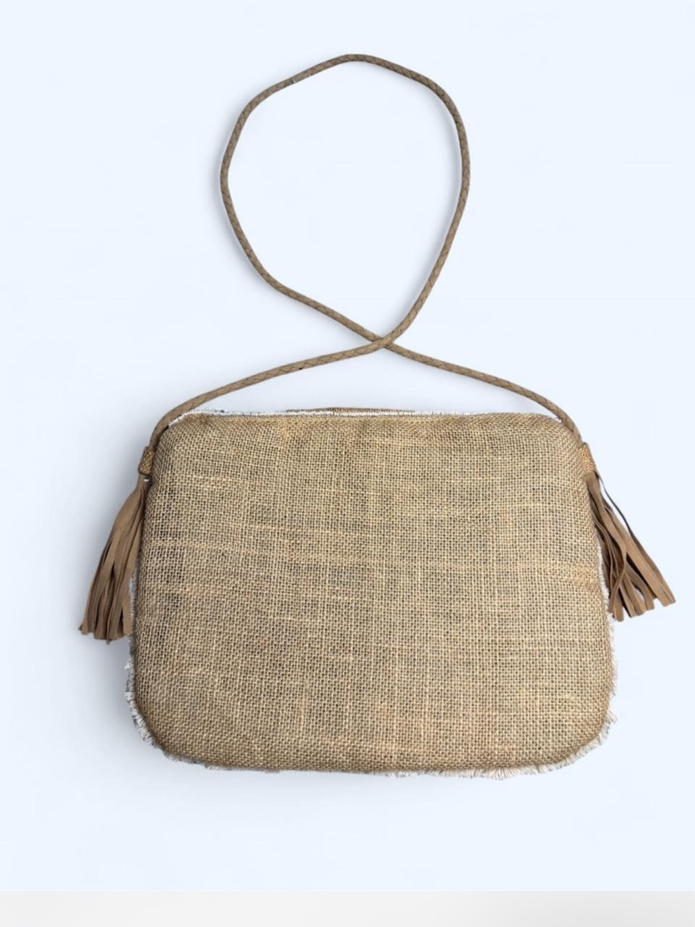 Embellished Boho Fringe Crossbody Bag - Natural Taupe - Picture 5 of 5